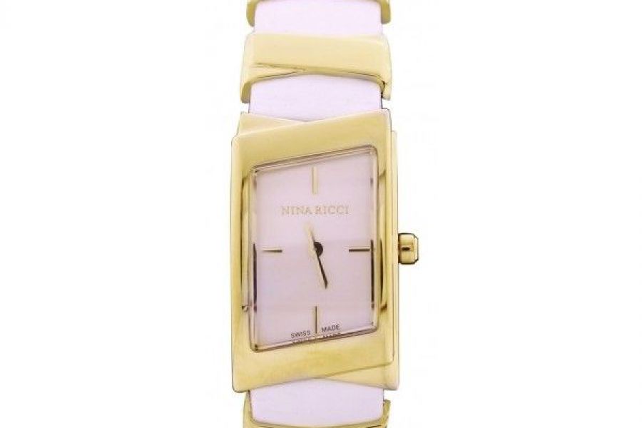 Nina Ricci Gold Plated Case Champagne Dial Leather Strap Ladies watch (N066003SM)