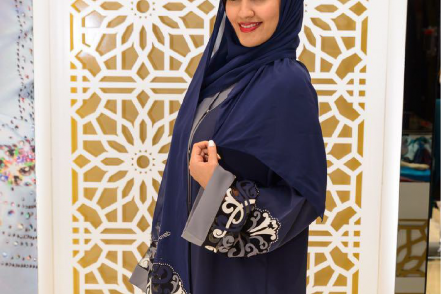 Habayeb - Laser Embroidery Abaya Dark Blue